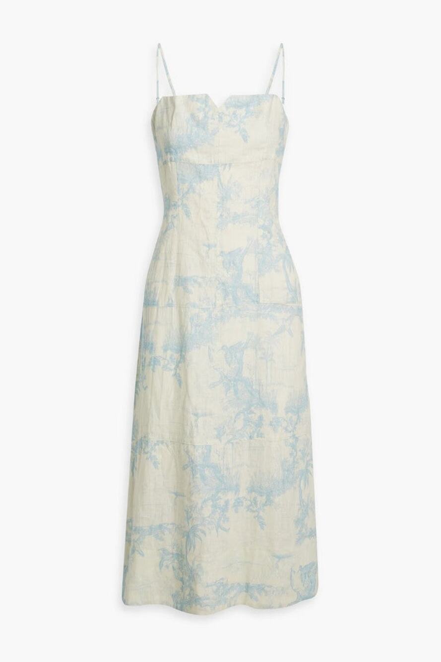 Joie Corta Linen Midi Dress Vanilla Ice Dream Blue - 00